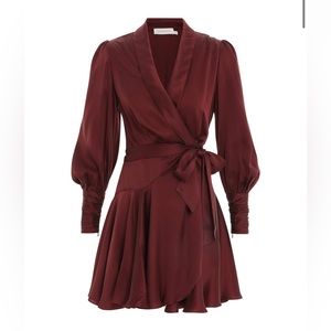 DRYCLEANED - Zimmermann Silk Wrap Dress - Red/Burgundy - Size 0